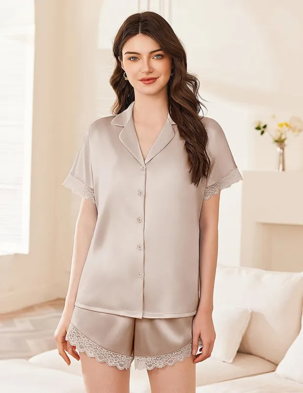 Ekouaer Satin Silk Pajamas Set 2 Piece Pjs Shorts Set sold by Ekouaer