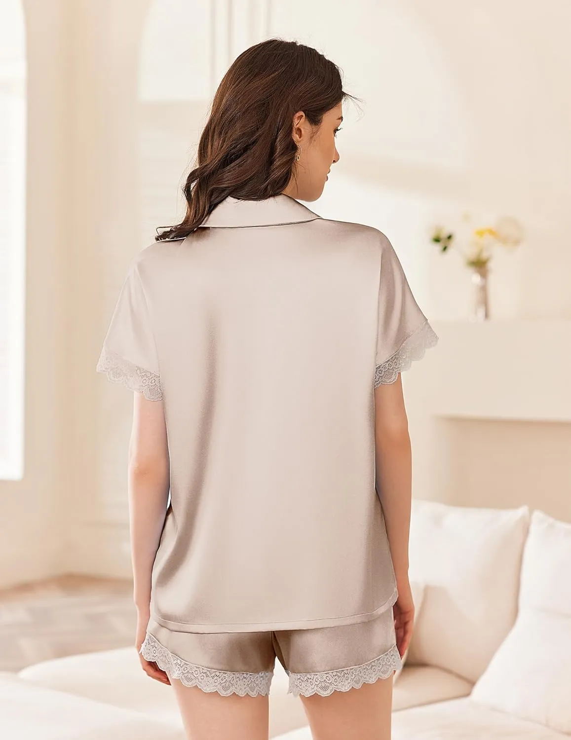 Ekouaer Satin Silk Pajamas Set 2 Piece Pjs Shorts Set sold by Ekouaer product image thumbnail 2