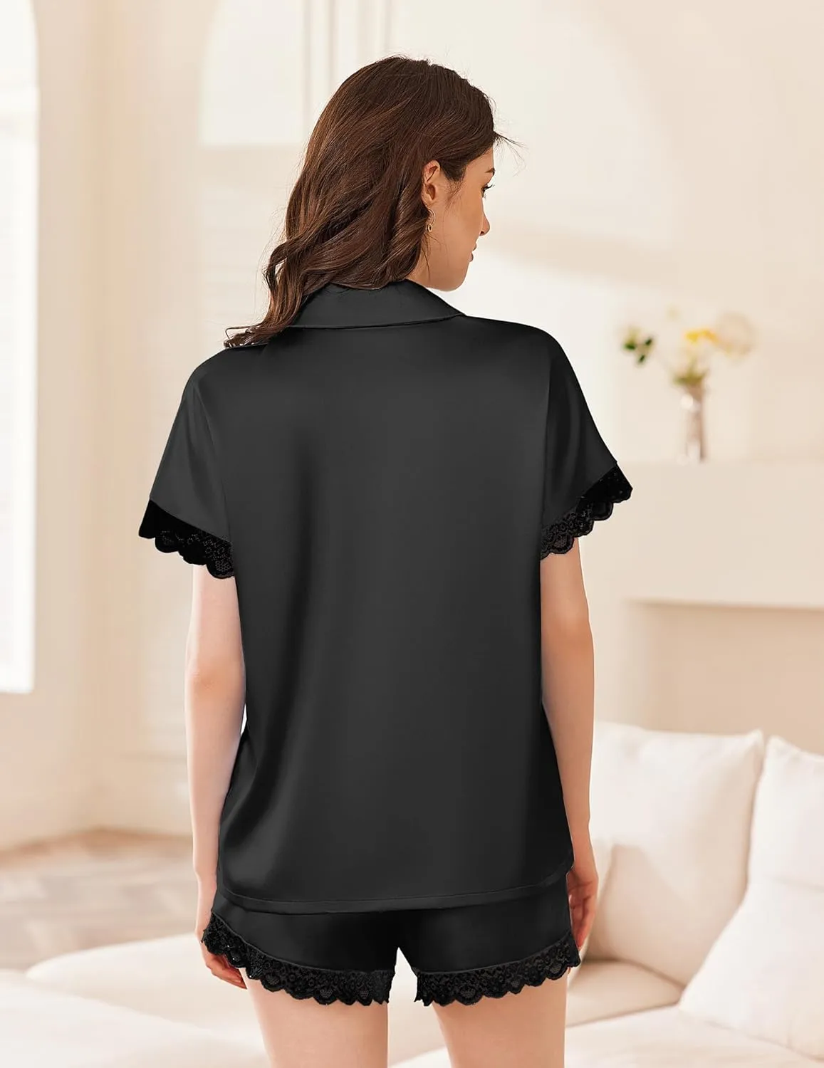 Ekouaer Satin Silk Pajamas Set 2 Piece Pjs Shorts Set sold by Ekouaer product image thumbnail 5