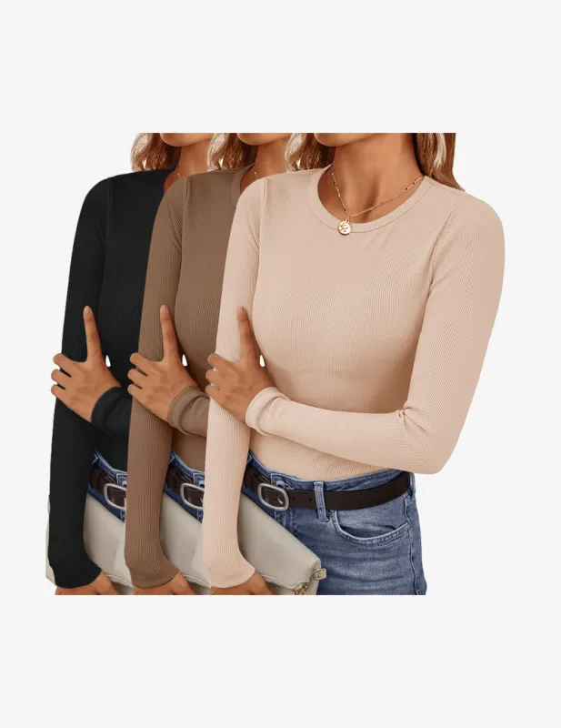 Ekouaer Long Sleeve Shirts 3 Packs Stretchy Tops sold by Ekouaer