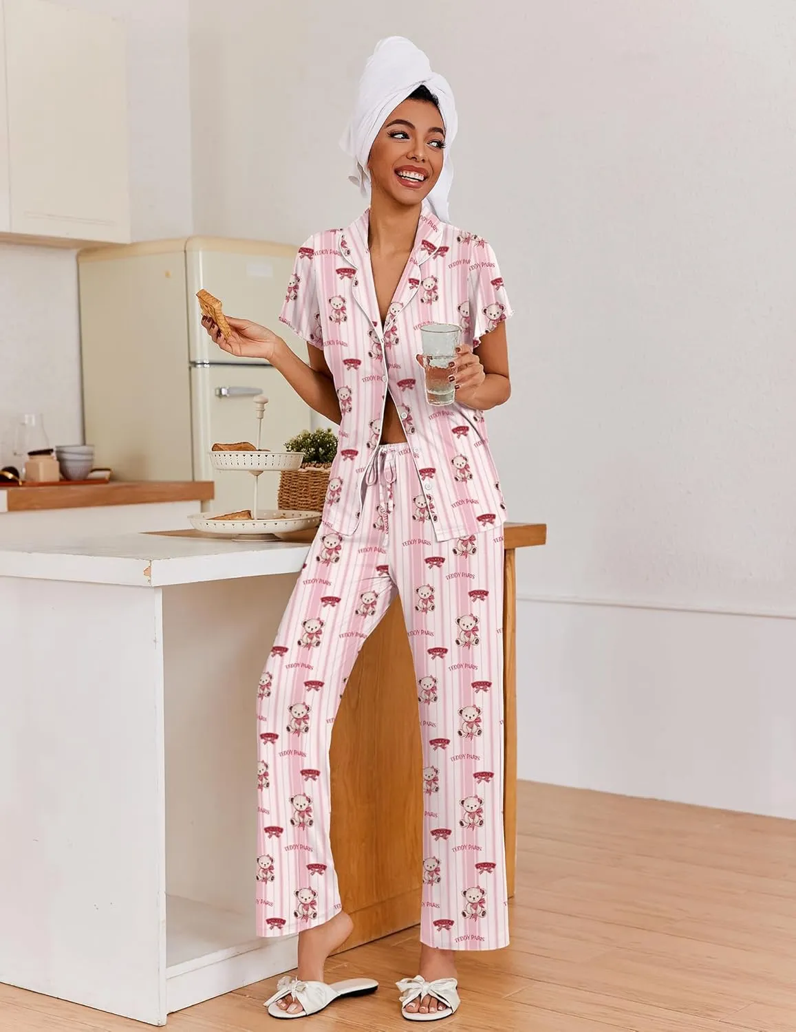 Button Up Cute Pjs Ruffle Sleeve Pajamas Set sold by Ekouaer product image thumbnail 2