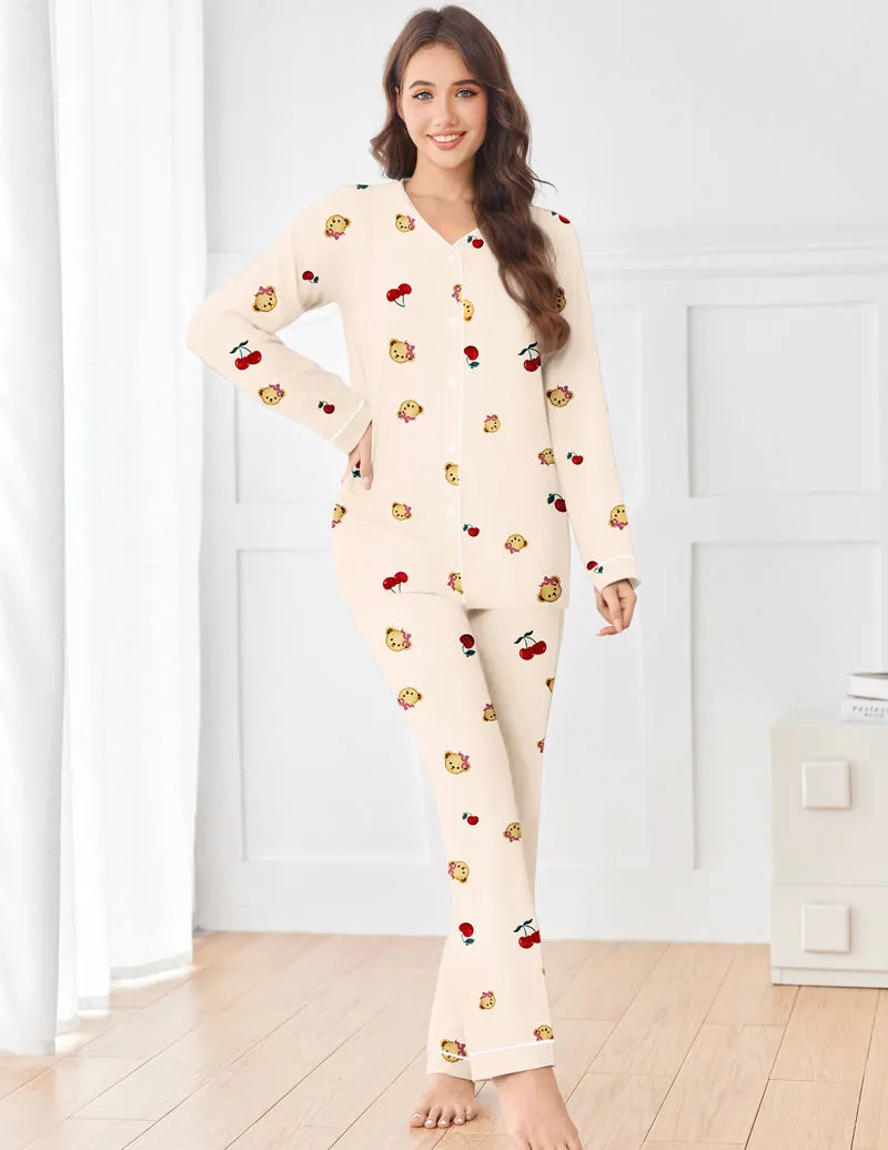Maternity Pajama Set Button Down Nursing Pajamas sold by Ekouaer product image thumbnail 3