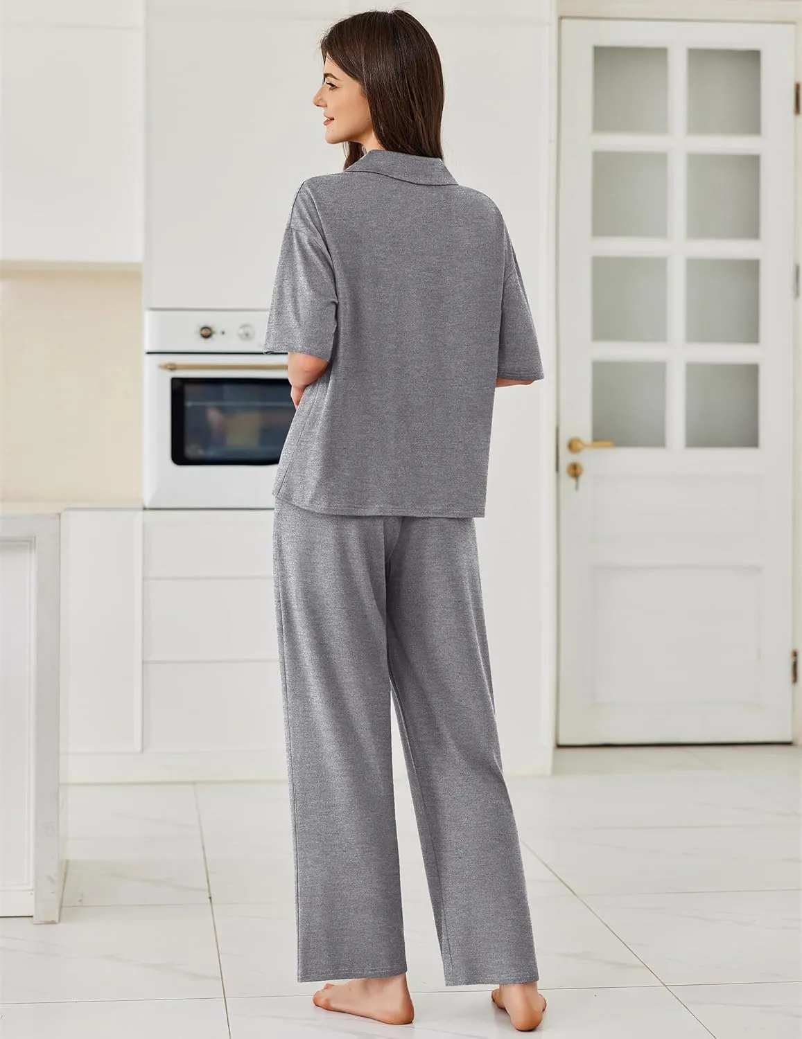 Ekouaer Pajamas Set Button Down Pjs Comfy Nightwear sold by Ekouaer product image thumbnail 3