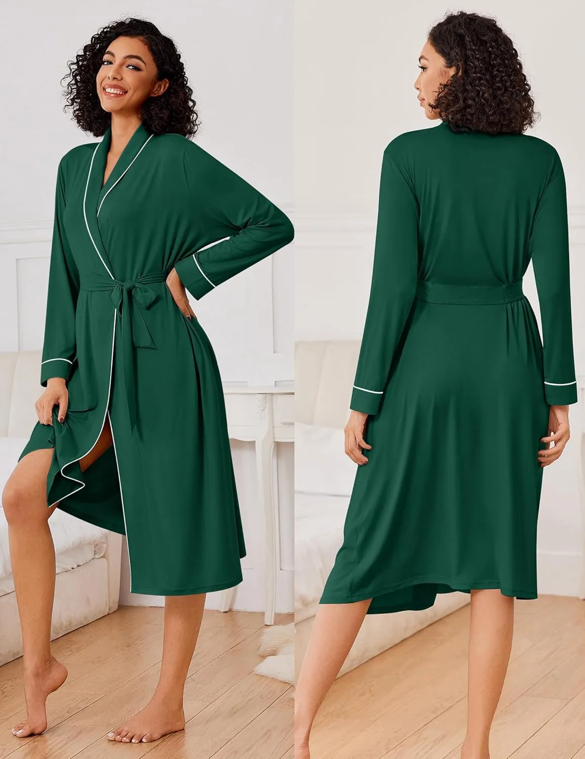 Ekouaer Kimono Robes Long Lightweight Knit Bathrobe sold by Ekouaer product image thumbnail 4