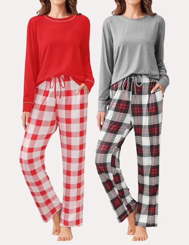 Ekouaer 2 Pack Long Sleeve Soft Loungewear Pjs Sets sold by Ekouaer