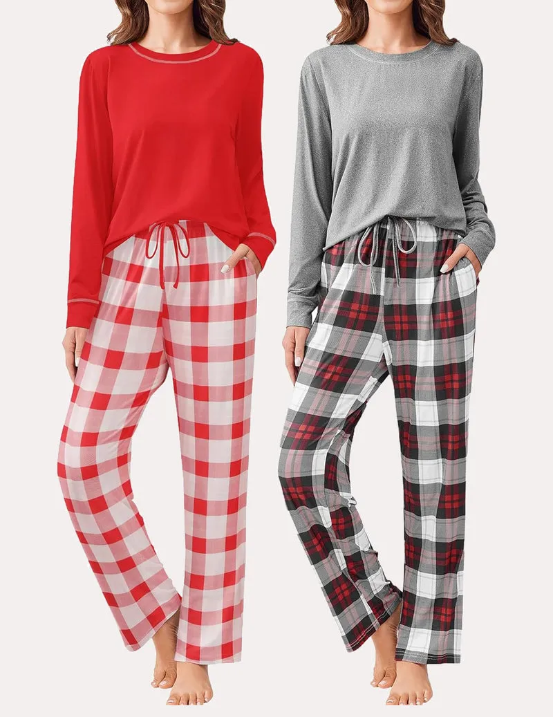 Ekouaer 2 Pack Long Sleeve Soft Loungewear Pjs Sets sold by Ekouaer