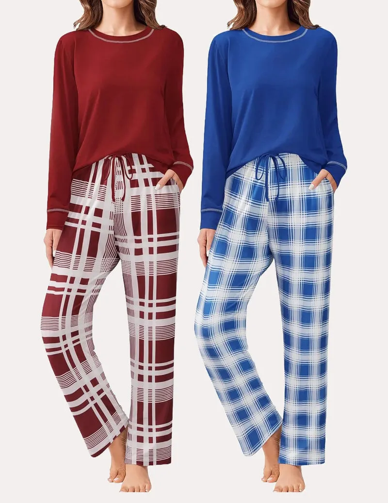 Ekouaer 2 Pack Long Sleeve Soft Loungewear Pjs Sets sold by Ekouaer product image thumbnail 4
