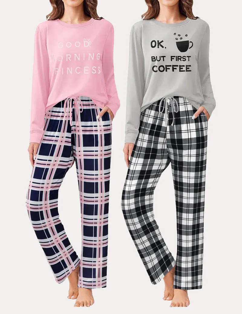 Ekouaer 2 Pack Long Sleeve Soft Loungewear Pjs Sets sold by Ekouaer product image thumbnail 2