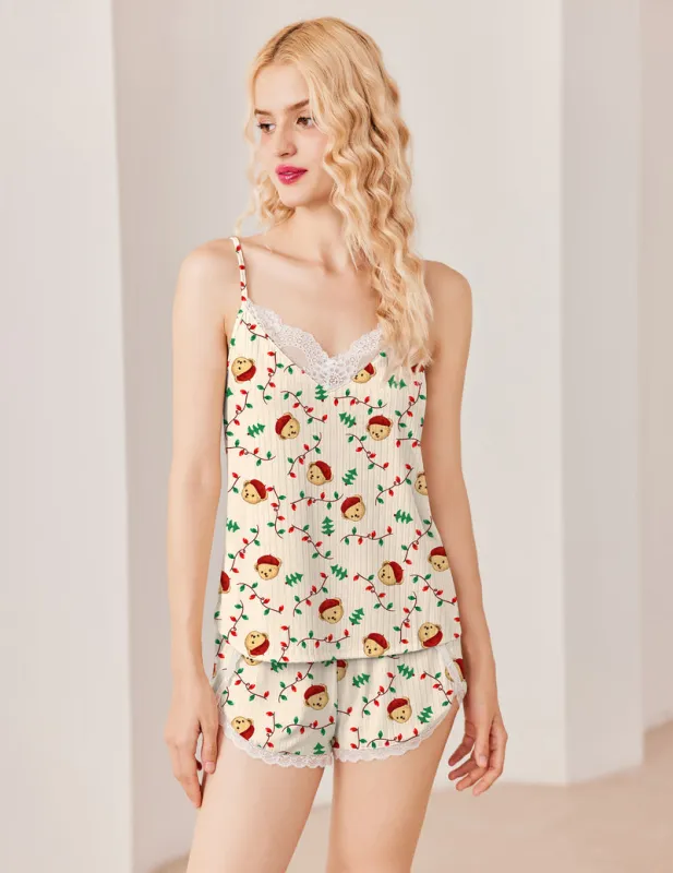 Ekouaer TEDDY Pajama Sets Soft 2 Piece Cami Shorts Set sold by Ekouaer