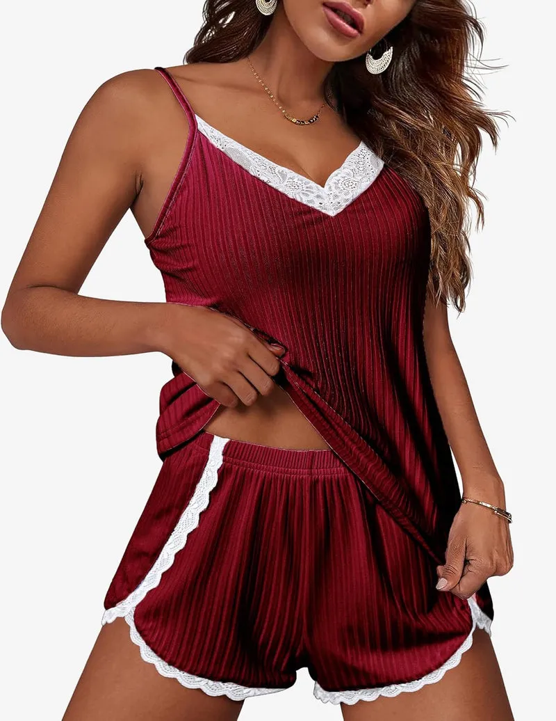 Ekouaer TEDDY Pajama Sets Soft 2 Piece Cami Shorts Set sold by Ekouaer product image thumbnail 4