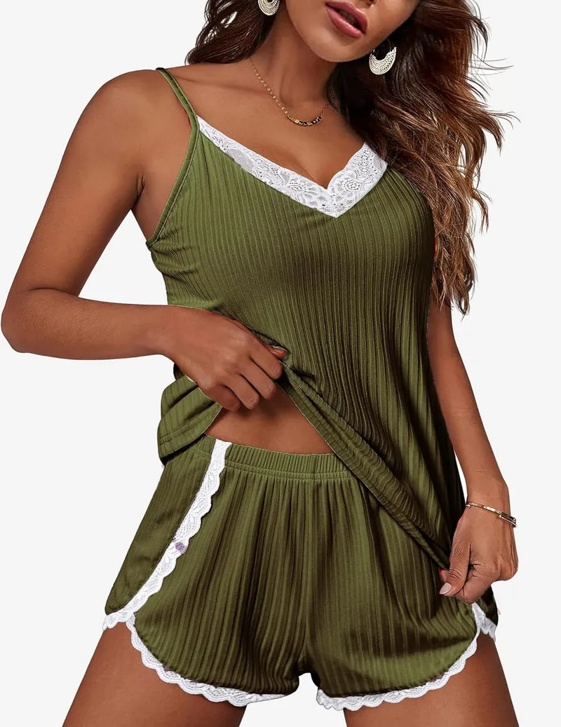 Ekouaer TEDDY Pajama Sets Soft 2 Piece Cami Shorts Set sold by Ekouaer product image thumbnail 5