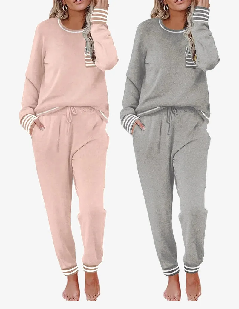 2 Pack Pajama Sets Long Sleeve Lounge Sets sold by Ekouaer product image thumbnail 5