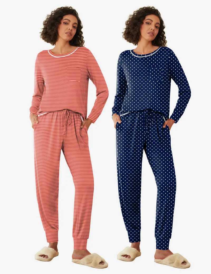2 Pack Pajama Sets Long Sleeve Lounge Sets sold by Ekouaer