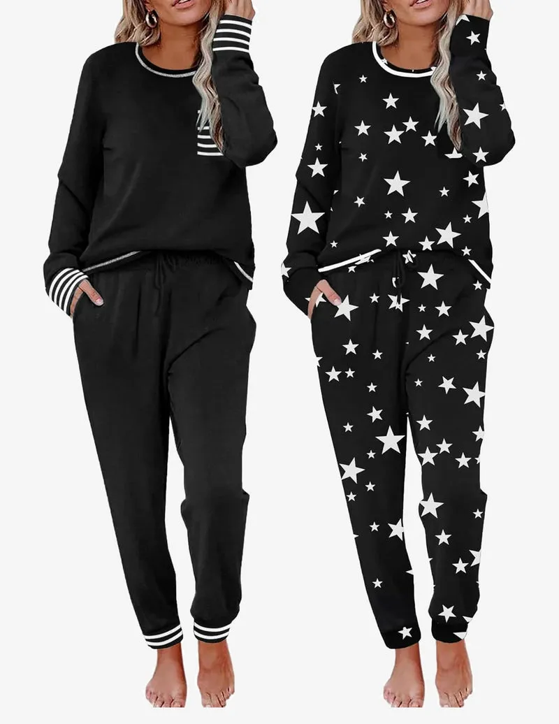 2 Pack Pajama Sets Long Sleeve Lounge Sets sold by Ekouaer product image thumbnail 3