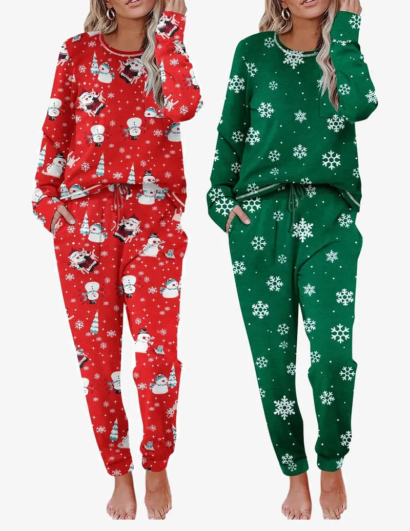 2 Pack Pajama Sets Long Sleeve Lounge Sets sold by Ekouaer product image thumbnail 4