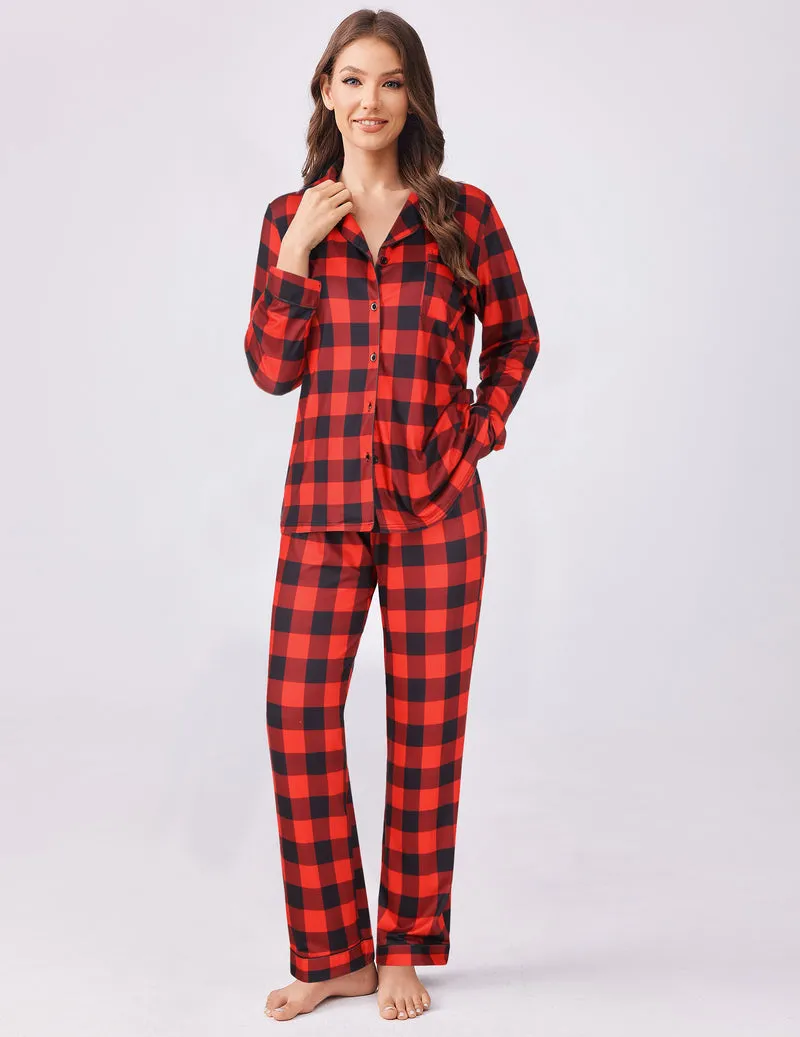 Plaid Pajamas Set 2 Piece Pjs Soft Top and Pants sold by Ekouaer product image thumbnail 3