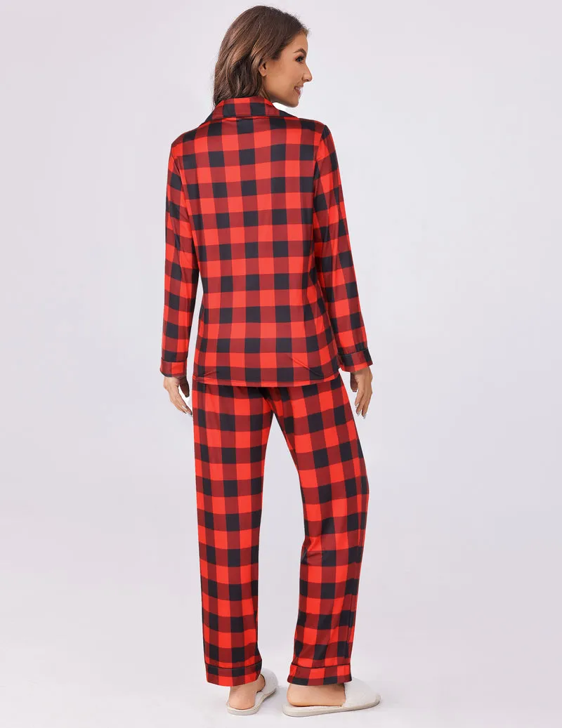 Plaid Pajamas Set 2 Piece Pjs Soft Top and Pants sold by Ekouaer product image thumbnail 4