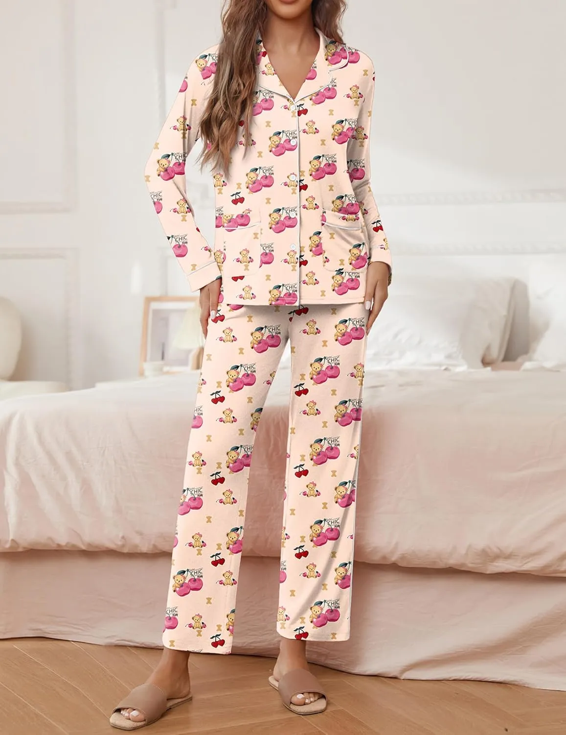 TEDDY Pajamas Set Long Sleeve Shirt and Pants sold by Ekouaer product image thumbnail 3