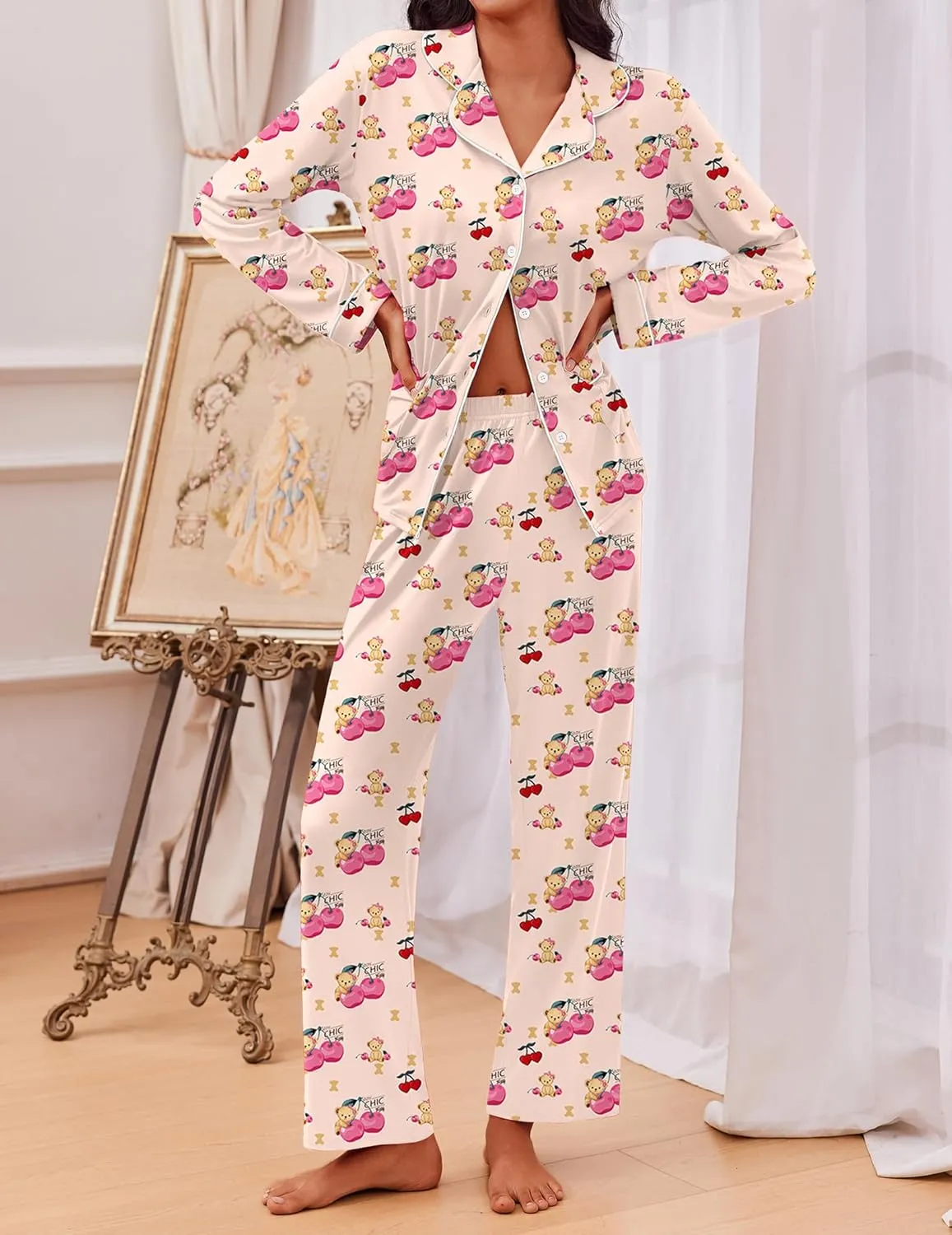 TEDDY Pajamas Set Long Sleeve Shirt and Pants sold by Ekouaer