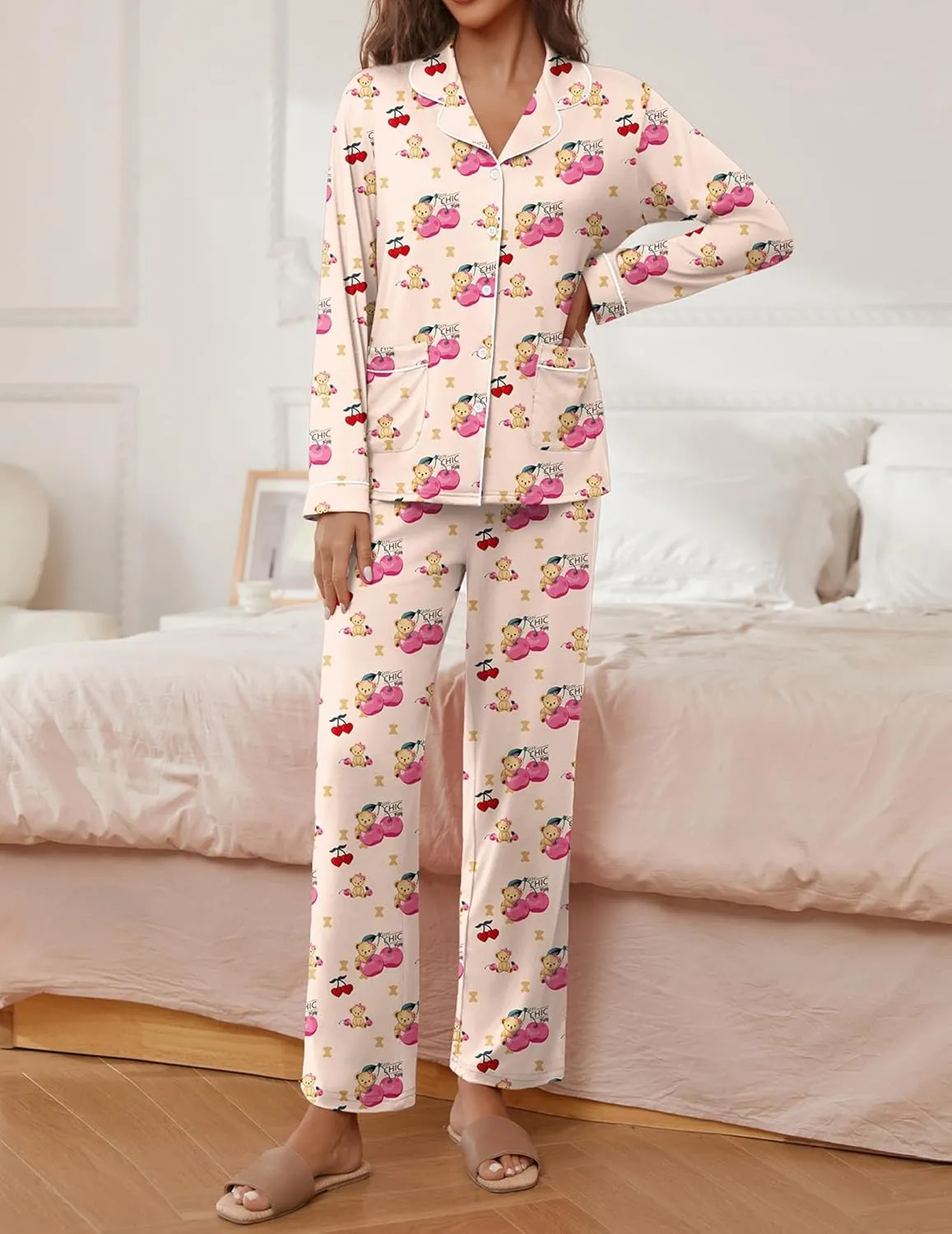 TEDDY Pajamas Set Long Sleeve Shirt and Pants sold by Ekouaer product image thumbnail 4