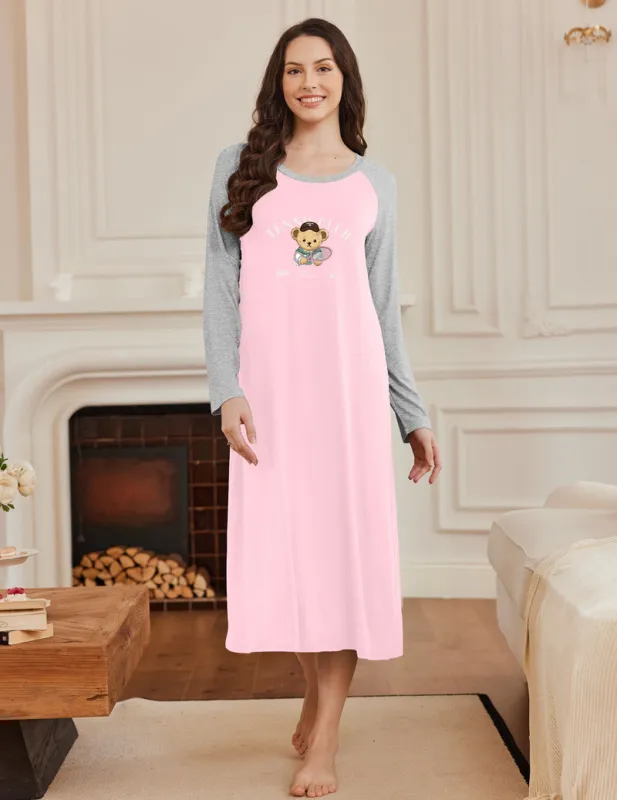 Long Sleeve Nightgowns Calf Length Sleep Shirts sold by Ekouaer