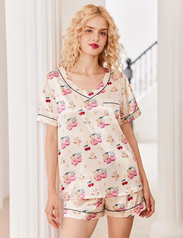 Ekouaer Silk Pajama Satin Pj Set Two Piece Soft Sets sold by Ekouaer