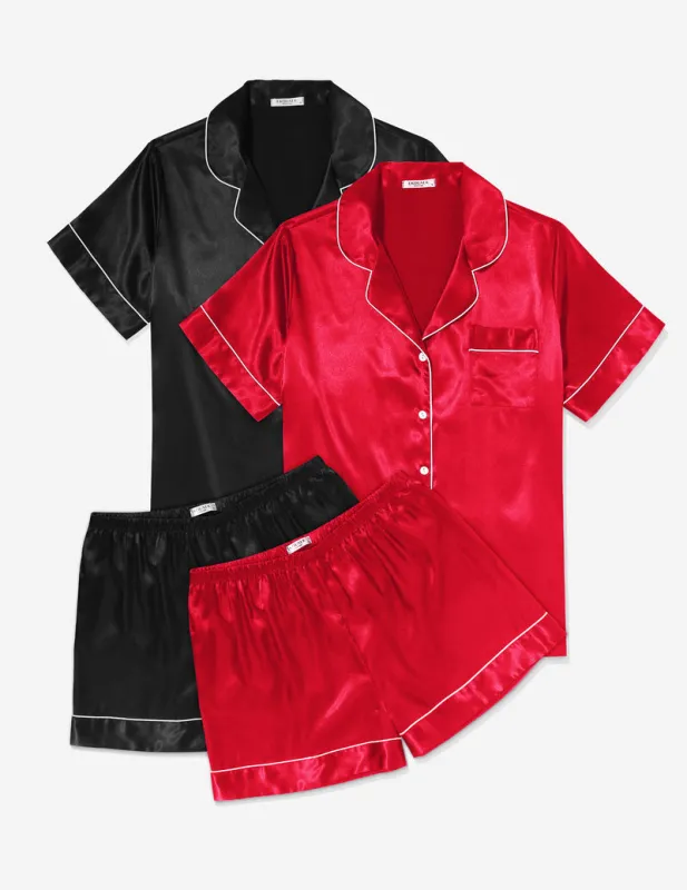 Ekouaer 2 Pack Pajama Sets Silk Satin Pj Lounge Set sold by Ekouaer