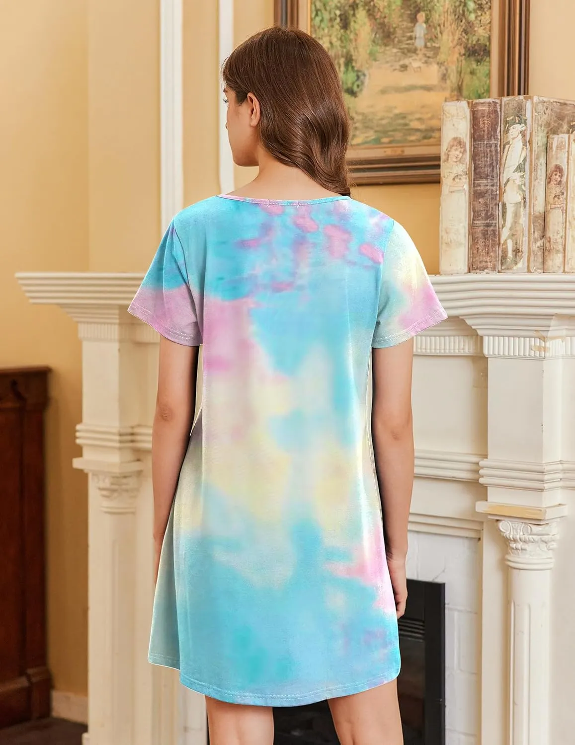 Cotton Short Sleeve Nightshirt T-shirt sold by Ekouaer product image thumbnail 2