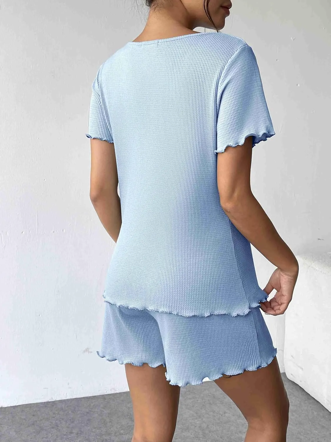 Waffle Knit Lounge Sets Ribbed 2 Piece Outfits sold by Ekouaer product image thumbnail 2