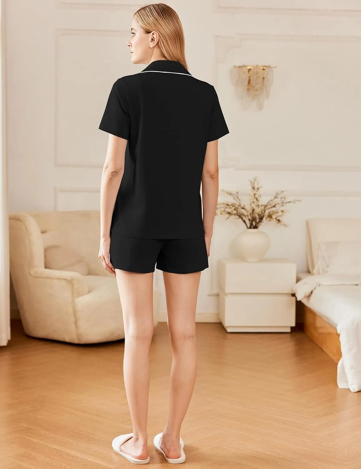 Cotton Soft Pajamas Set Short Sleeve Pjs Set sold by Ekouaer product image thumbnail 3