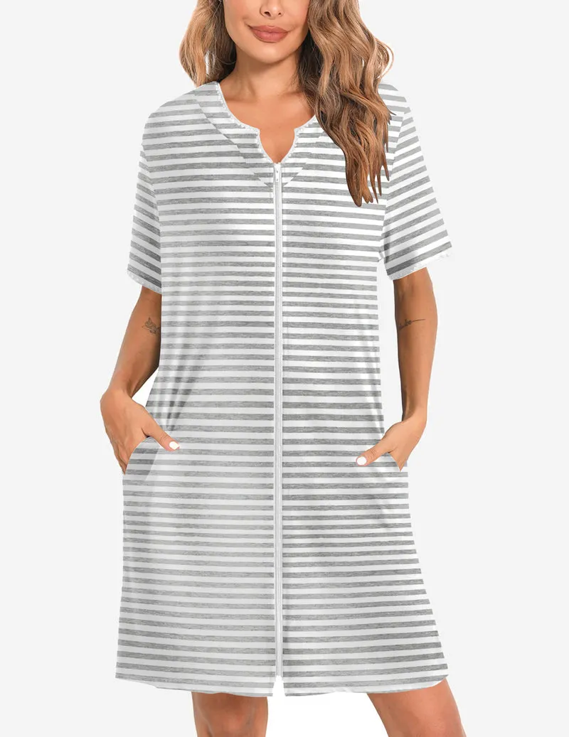 Zipper Robes Knee Length Bathrobe sold by Ekouaer product image thumbnail 3