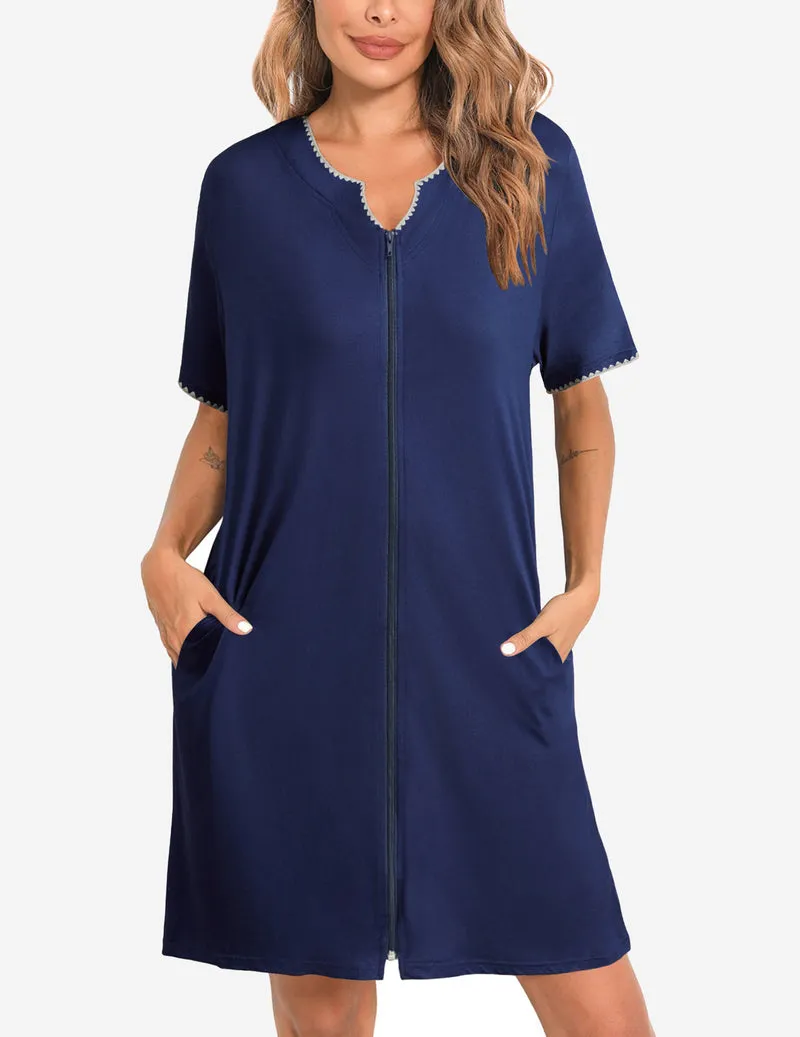 Zipper Robes Knee Length Bathrobe sold by Ekouaer product image thumbnail 5