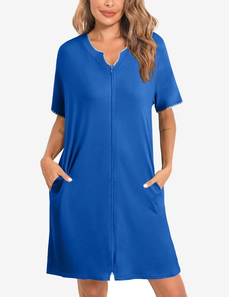 Zipper Robes Knee Length Bathrobe sold by Ekouaer product image thumbnail 4