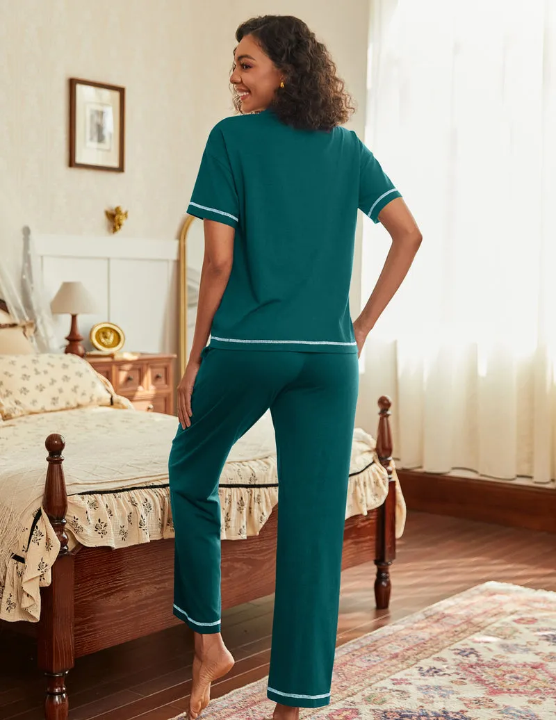 Ekouaer Cotton Pajamas Sets 2 Piece Lounge Set sold by Ekouaer product image thumbnail 3