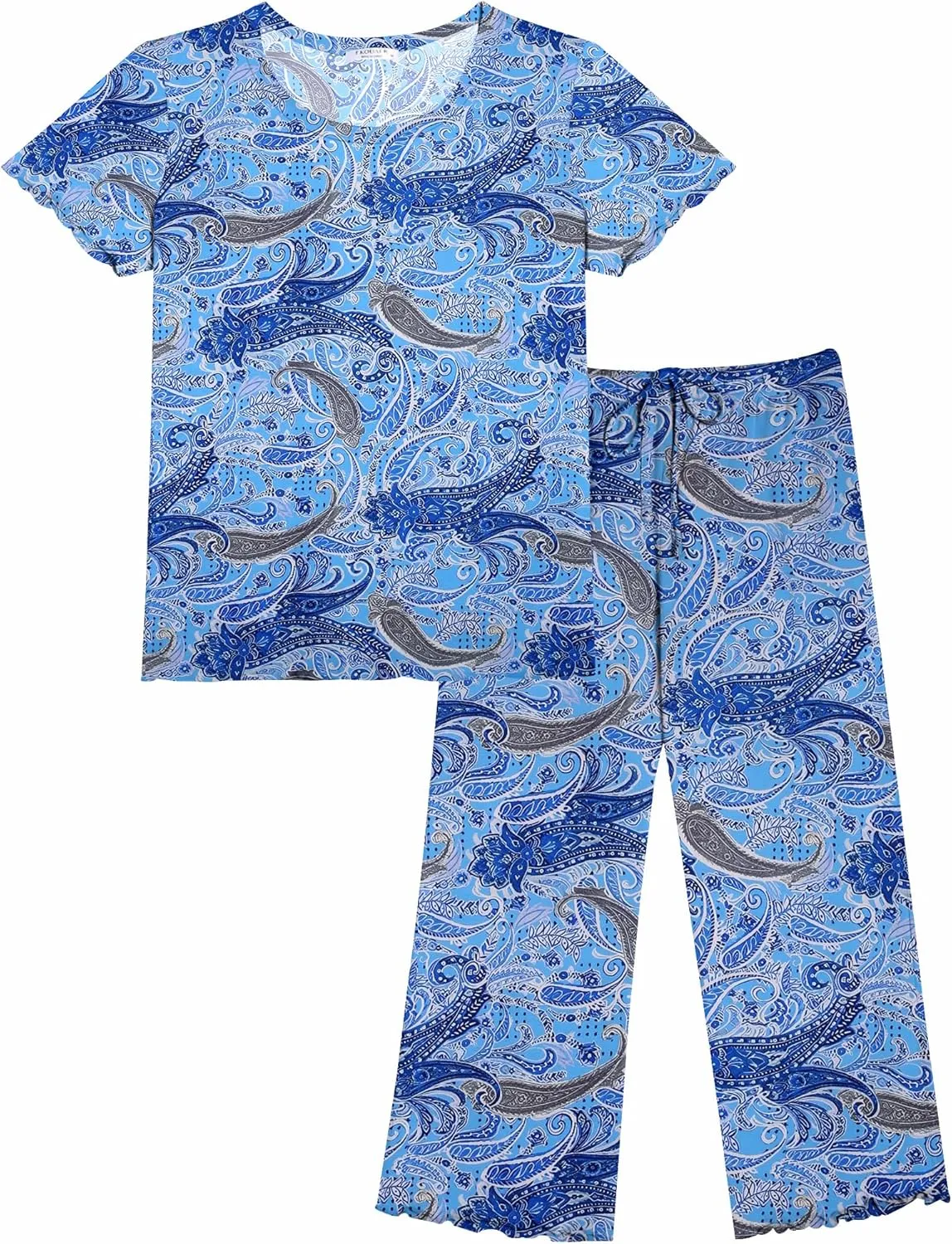 Ekouaer Short Sleeve 2 Piece Pajamas Set sold by Ekouaer product image thumbnail 5