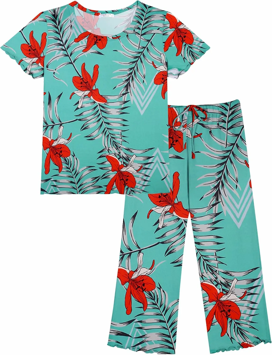 Ekouaer Short Sleeve 2 Piece Pajamas Set sold by Ekouaer product image thumbnail 3