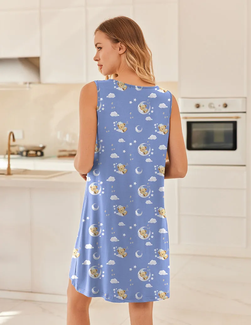 Ekouaer Teddy Sleep Dress Shirt Tank Night Gown sold by Ekouaer product image thumbnail 2