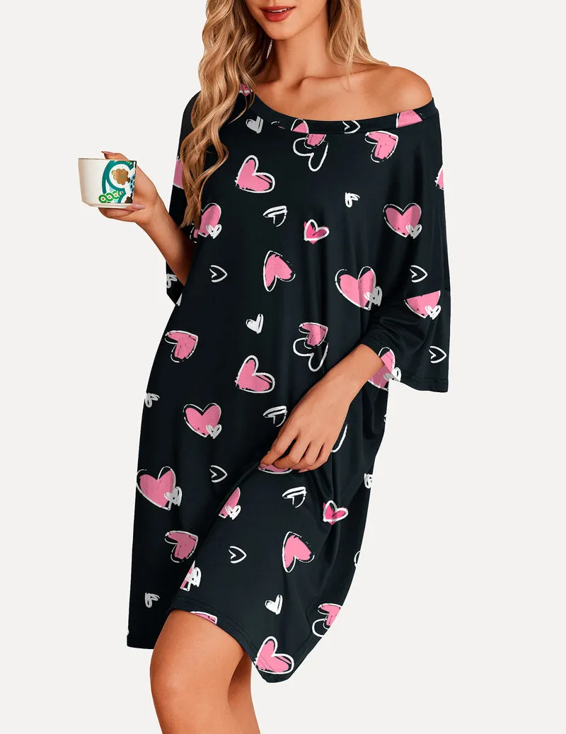 Ekouaer Oversized Sleep Shirt Short Sleeve Nightshirt sold by Ekouaer product image thumbnail 4