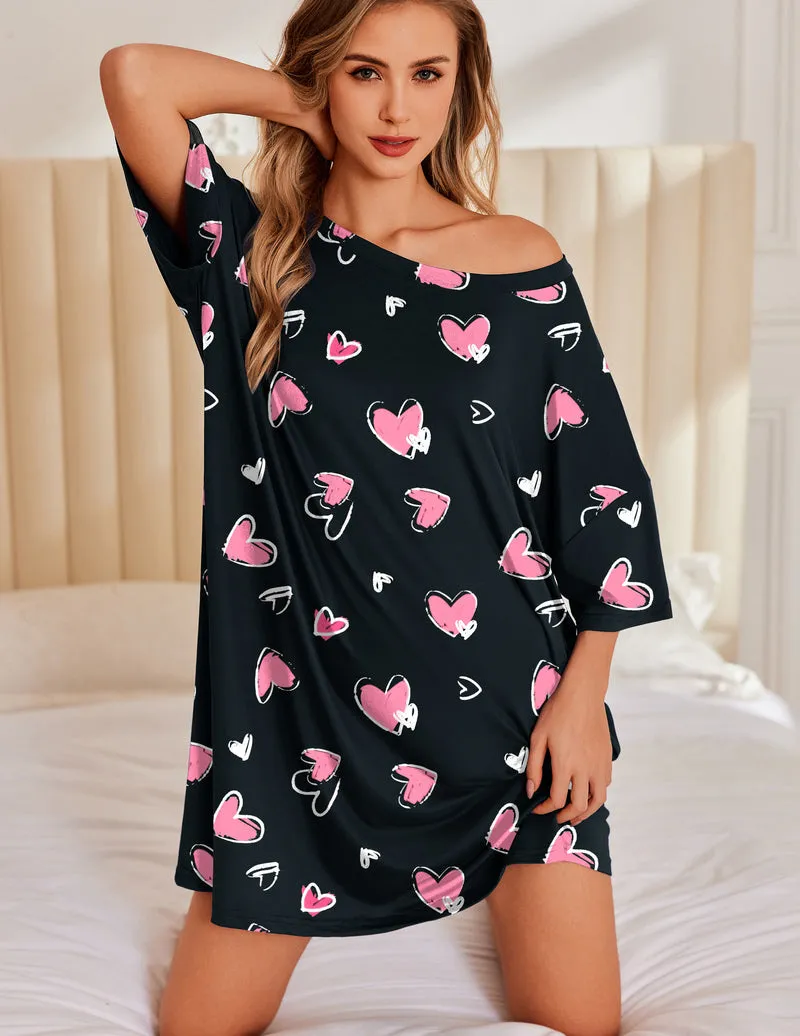 Ekouaer Oversized Sleep Shirt Short Sleeve Nightshirt sold by Ekouaer product image thumbnail 5