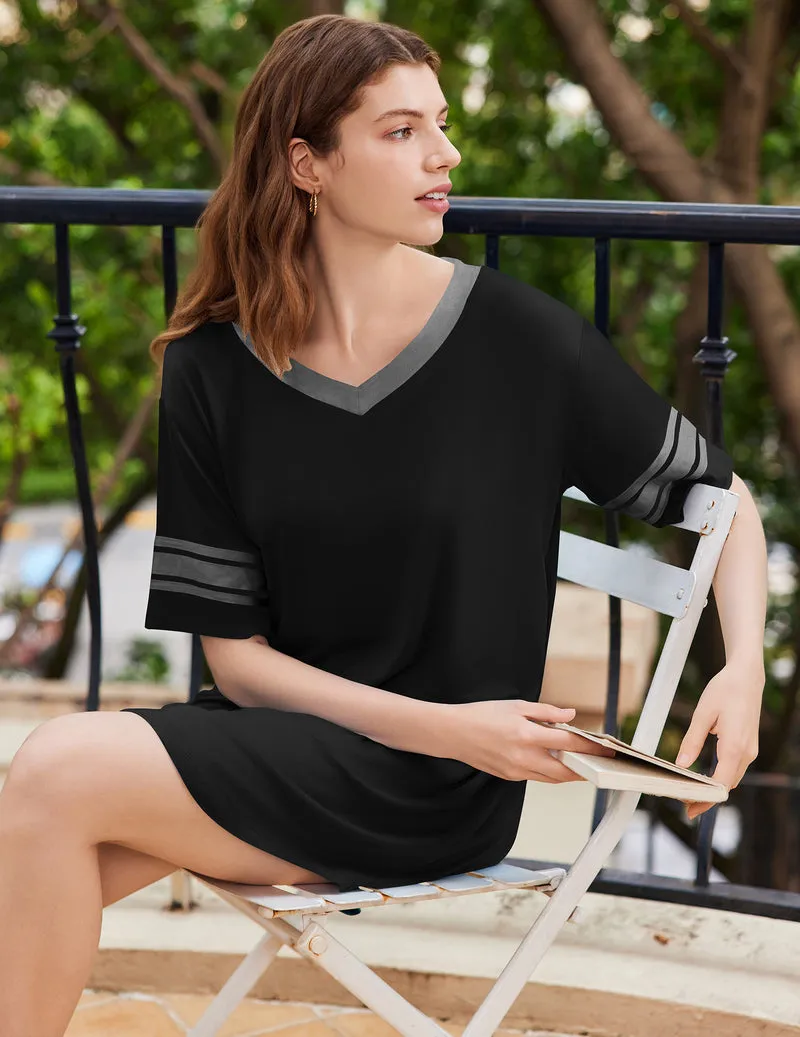 Ekouaer 2 Pack Sleepshirts Short Sleeve Pajama Dress sold by Ekouaer product image thumbnail 3