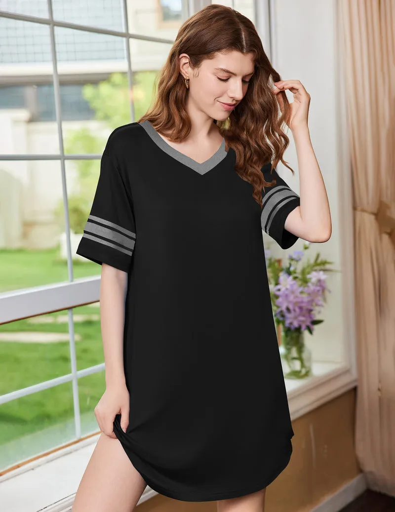 Ekouaer 2 Pack Sleepshirts Short Sleeve Pajama Dress sold by Ekouaer product image thumbnail 4