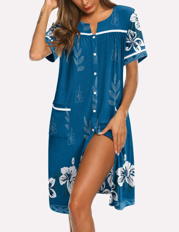 Ekouaer Button Down Sleepshirt Short Sleeve Nightshirt made by Ekouaer