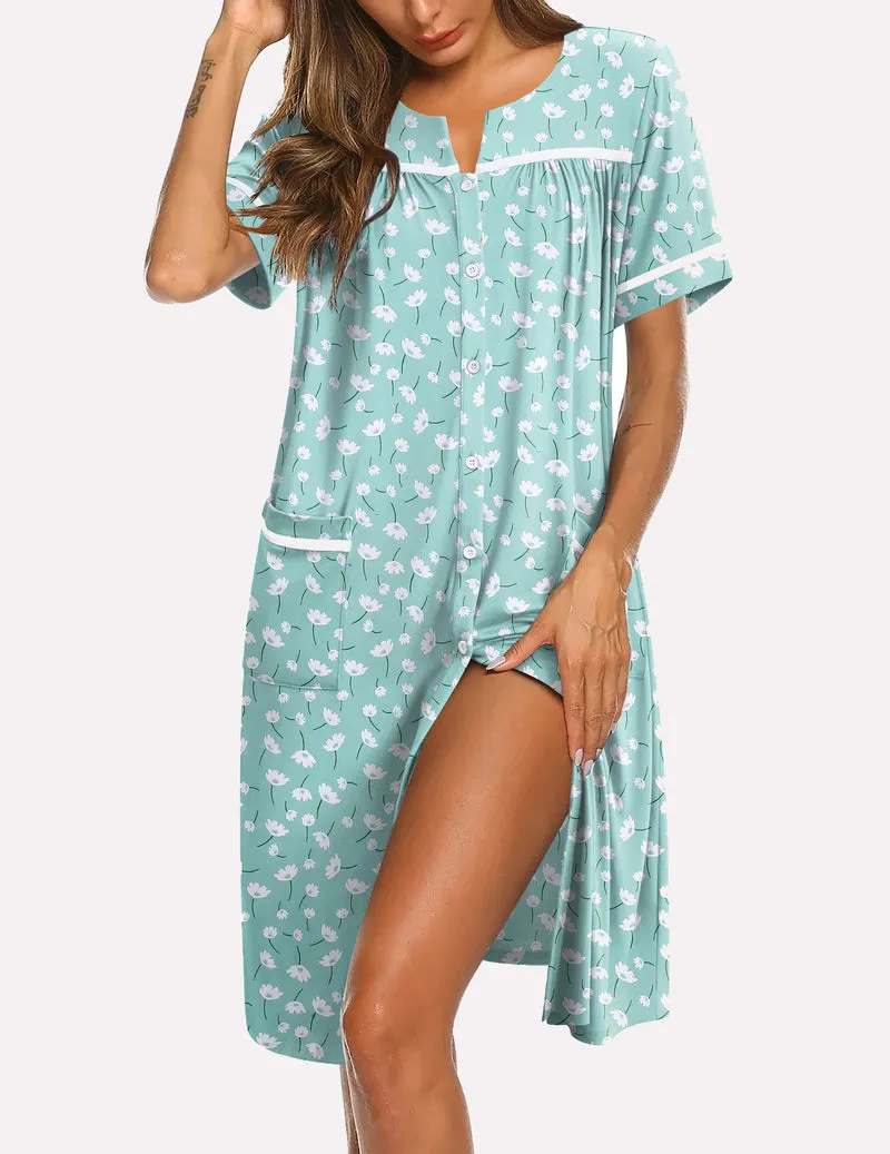 Ekouaer Button Down Sleepshirt Short Sleeve Nightshirt sold by Ekouaer product image thumbnail 4