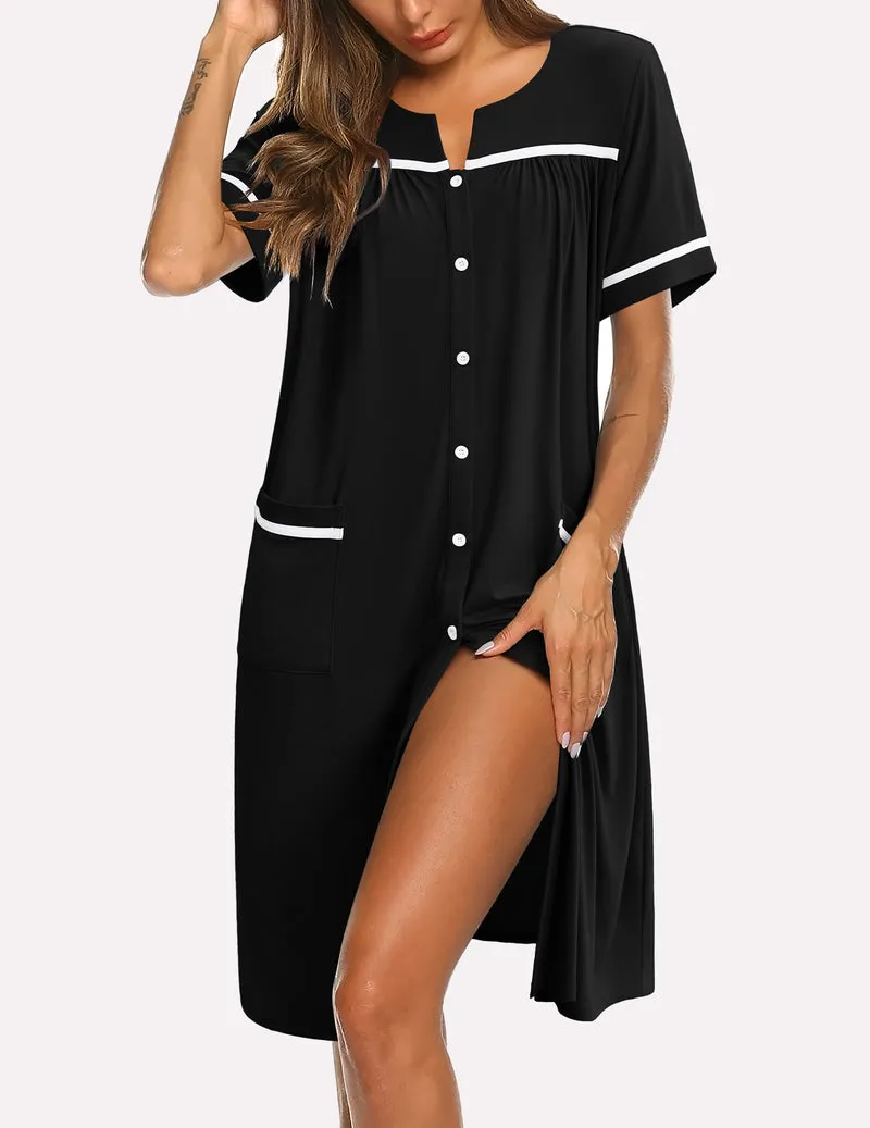 Ekouaer Button Down Sleepshirt Short Sleeve Nightshirt sold by Ekouaer product image thumbnail 3