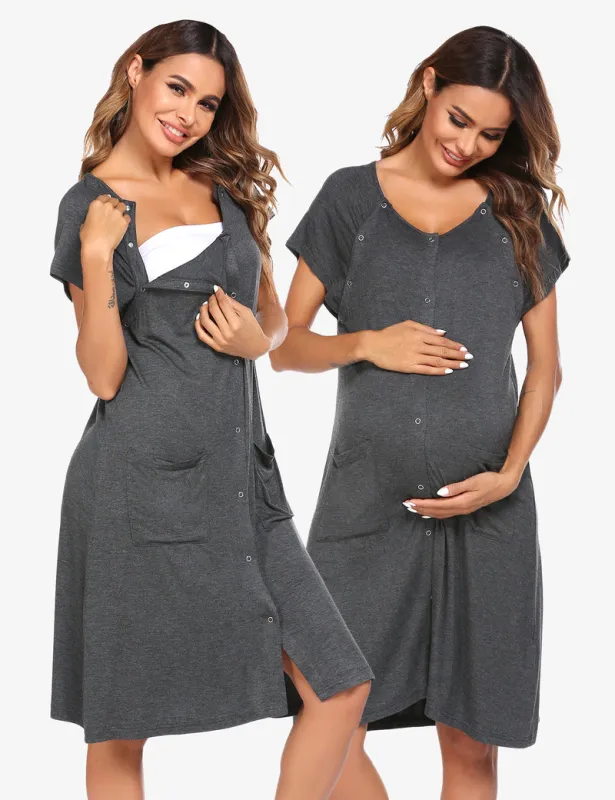 Ekouaer 3 in 1 Labor/Delivery/Hospital Gown Nursing Dress made by Ekouaer