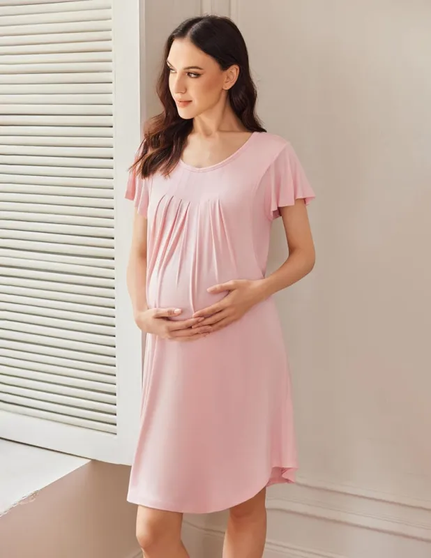 Ekouaer Nursing Pleated Dress Maternity Sleepwear made by Ekouaer