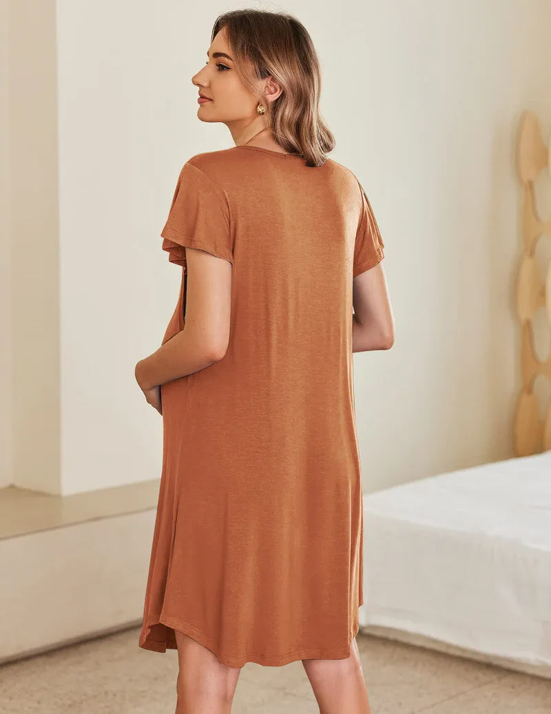 Ekouaer Nursing Pleated Dress Maternity Sleepwear sold by Ekouaer product image thumbnail 4