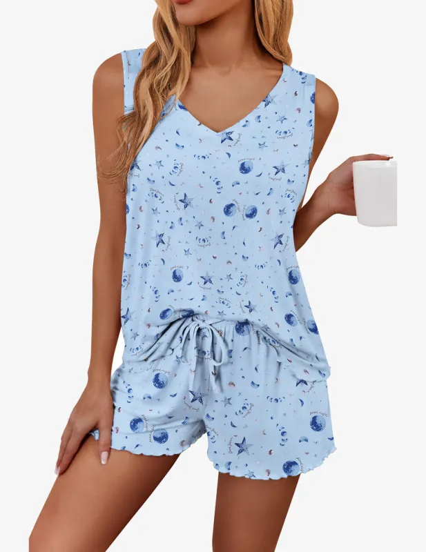 Ekouaer Pajamas Set Soft Comfy Tank and Shorts Pj Set sold by Ekouaer