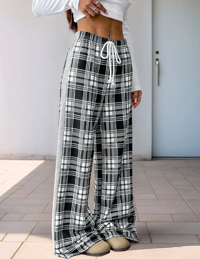 Checked Wide Leg High-Rise Trousers sold by Ekouaer product image thumbnail 2