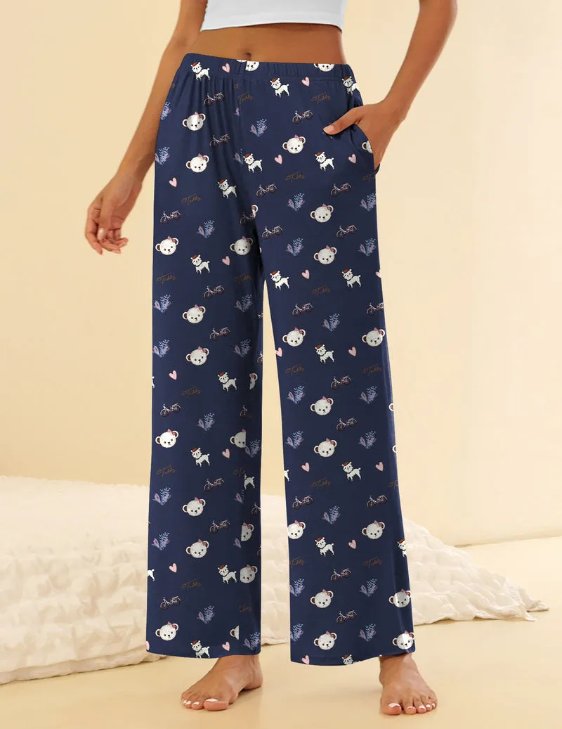 Ekouaer Teddy Pajama Pants Soft Comfy Wide Leg Pants sold by Ekouaer